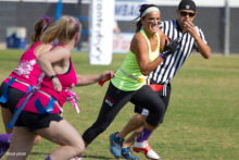  girls playing flag football